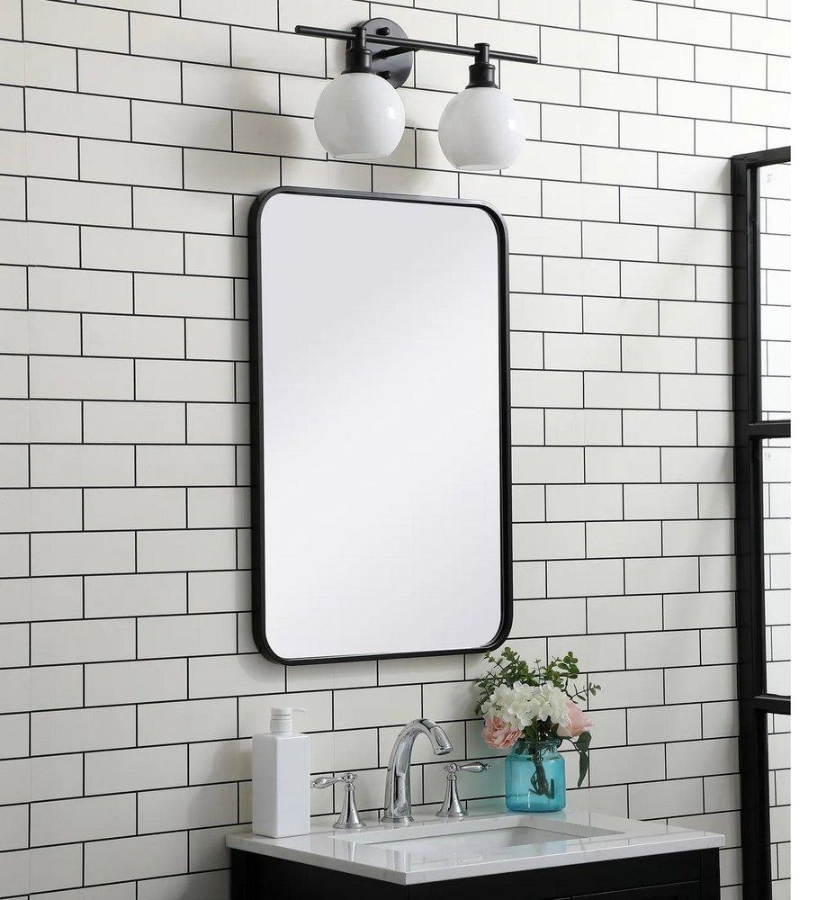 Elegant Lighting Black 30 in. Flat Edge Rectangular Vanity Mirror in Black 