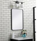 Elegant Lighting Black 30 in. Flat Edge Rectangular Vanity Mirror in Black 