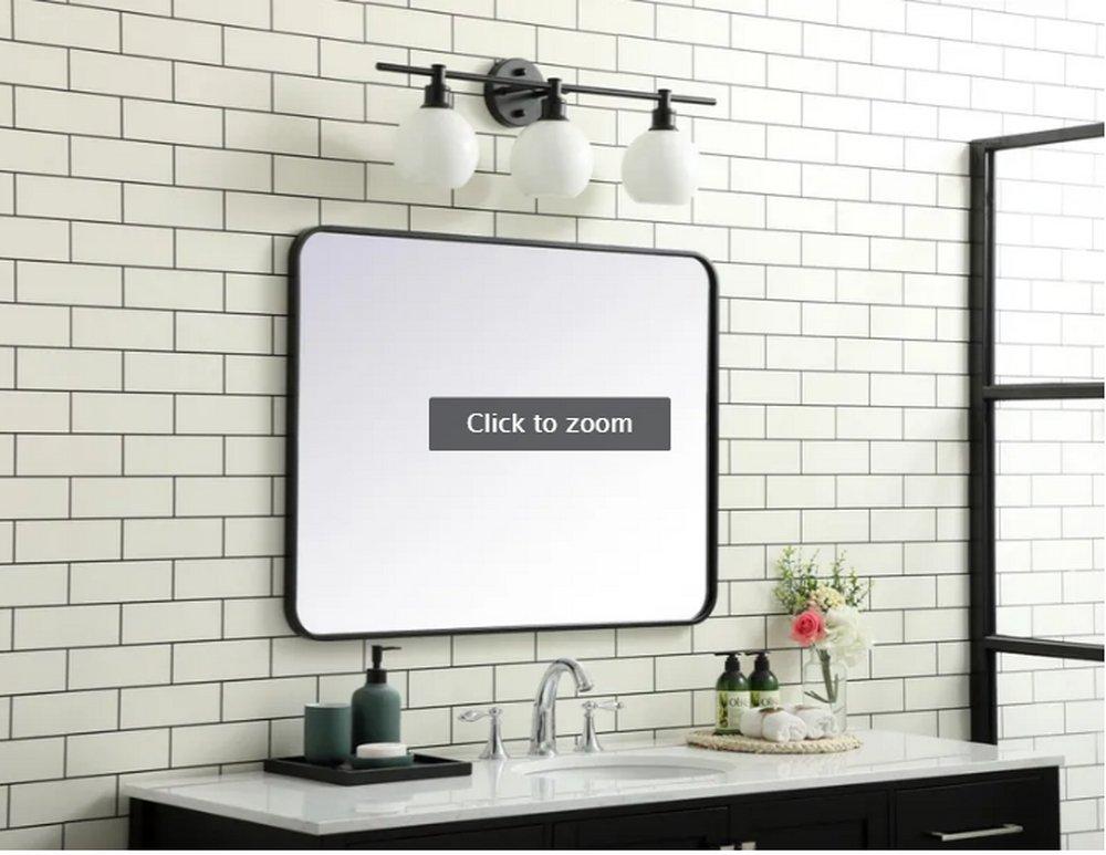 Elegant Lighting Black 1 x 27 in. Framed Mirror and Vanity Mirror Rectangular in Black 