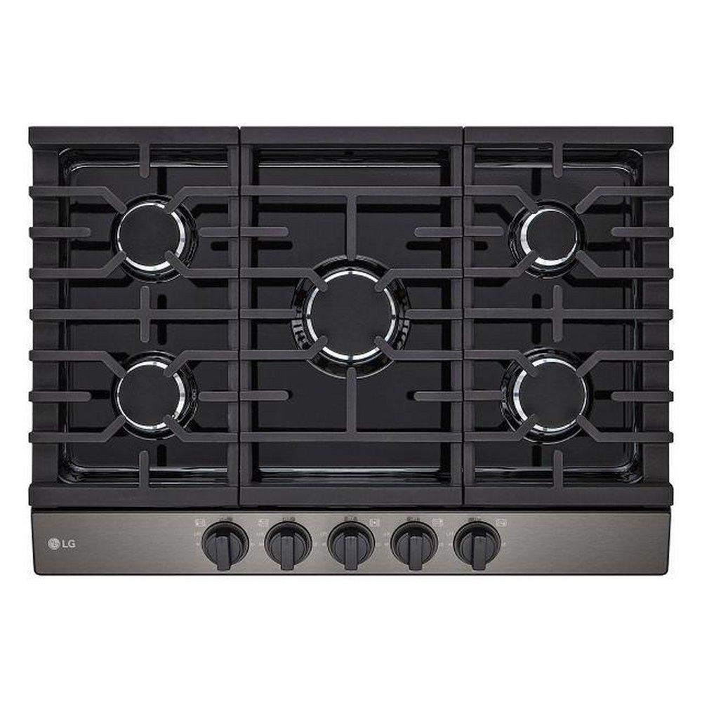 30 GAS COOKTOP 20K BTU BLACK STAINLESS STEEL 