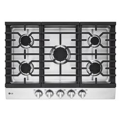 30 in. 5 Burner Gas Easy Clean Cooktop in Stainless Steel