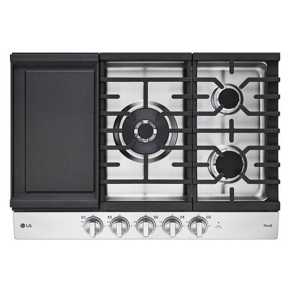 30 SMART GAS COOKTOP 22K BTU EASYCLEAN COOKTOP BACKLIT WEIGHTED KNOBS THINQ APP STAINLESS STEEL 