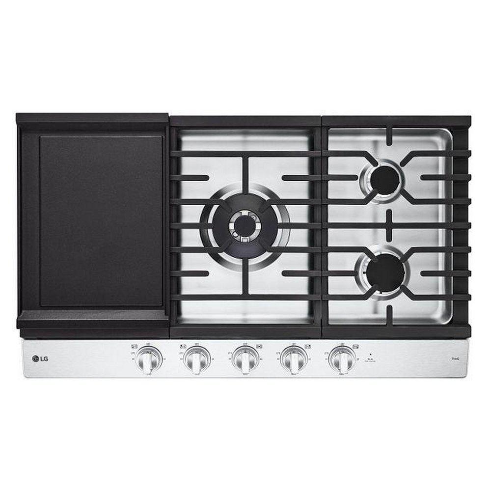 36 SMART GAS COOKTOP 22K BTU EASYCLEAN COOKTOP BACKLIT WEIGHTED KNOBS THINQ APP STAINLESS STEEL 