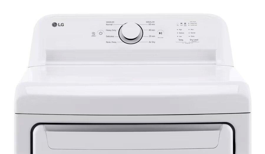 LG White 27 x 29-1/2 in. 240V 7.3 cu. ft. Electric Dryer 
