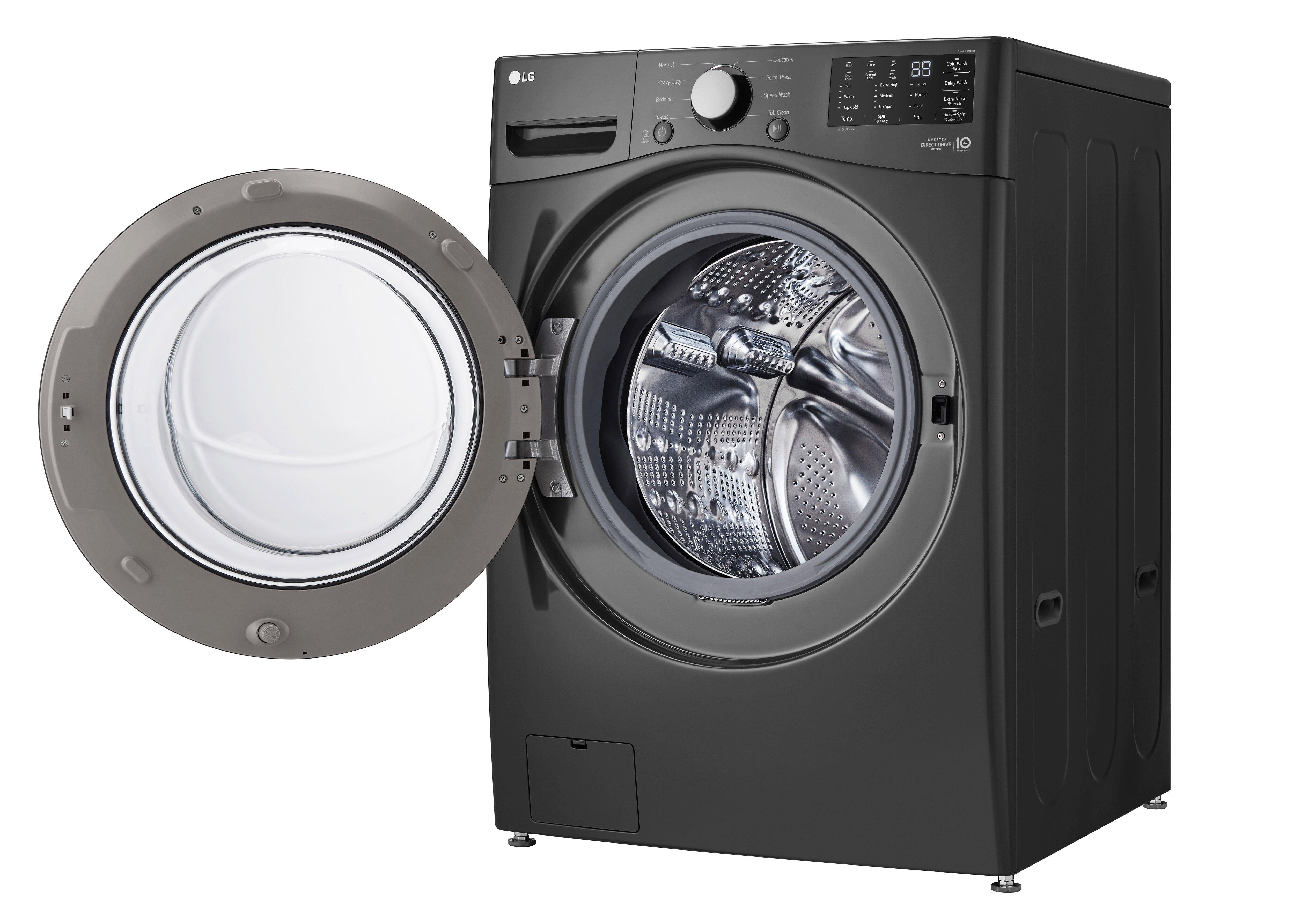 LG Black 27 x 39 x 33-1/8 in. 5.0 cu. ft. 10A Electric Front Load Washer 