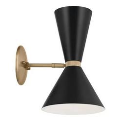 60W 1-Light 13-1/2 in. Wall Sconce in Champagne Bronze with Black