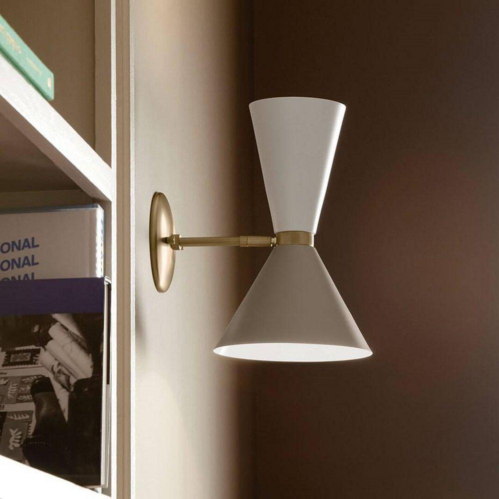 60W 1-Light 13-1/2 in. Wall Sconce in Champagne Bronze with Greige 