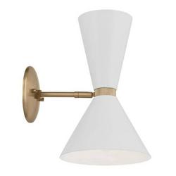 120W 2-Lights 13.5in. Wall Sconce in Champagne Bronze with White