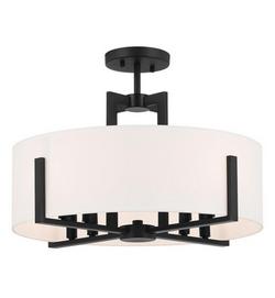 25W 8-Light Candelabra E-12 Semi-Flush Mount Ceiling Fixture in Black