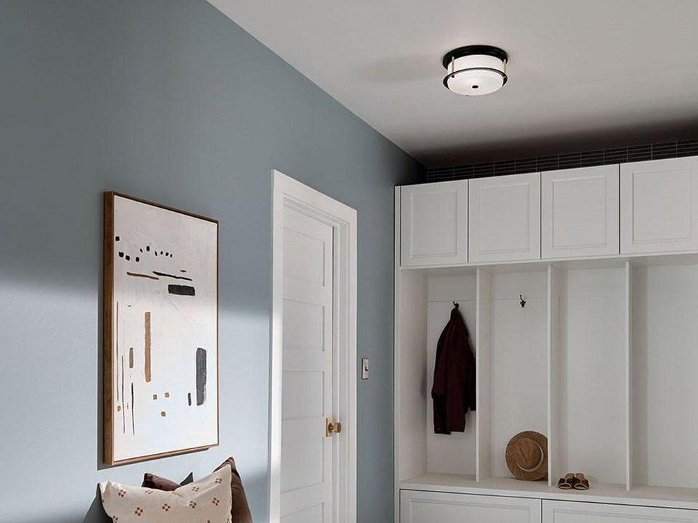 Kichler Lighting Matte Black/Champagne Bronze 12 x 5-1/2 in. 60W 2-Light Traditional Flush Mount Ceiling Fixture 