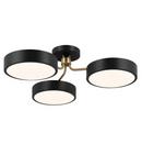 3?Light LED Oversized Semi?Flush in Black/Champagne Bronze