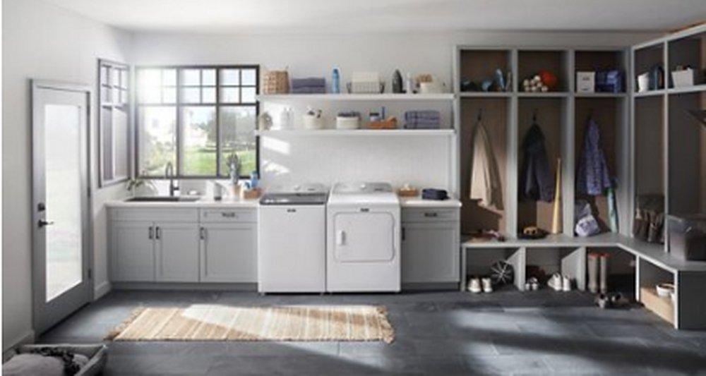 Maytag White 29 x 28-3/8 in. 240V 7.0 cu. ft. Electric Top Load Dryer 