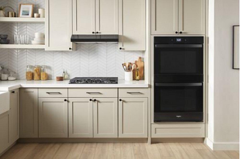 Whirlpool Black 29-3/4 in. 10 cu. ft. 40A Drop Down Wall Mount Double Oven 