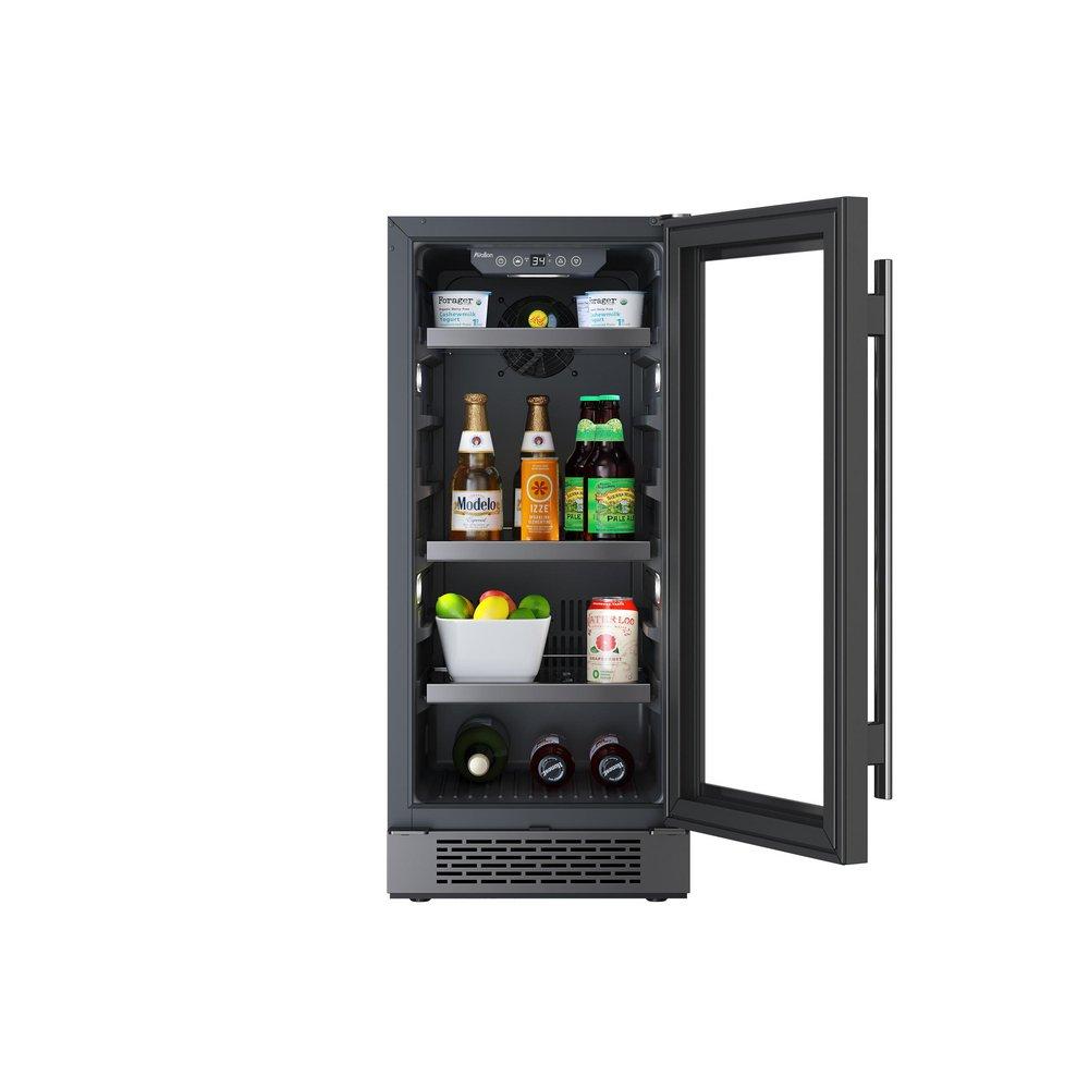 15 in. Undercounter Stainless Steel Beverage Cooler in Black 