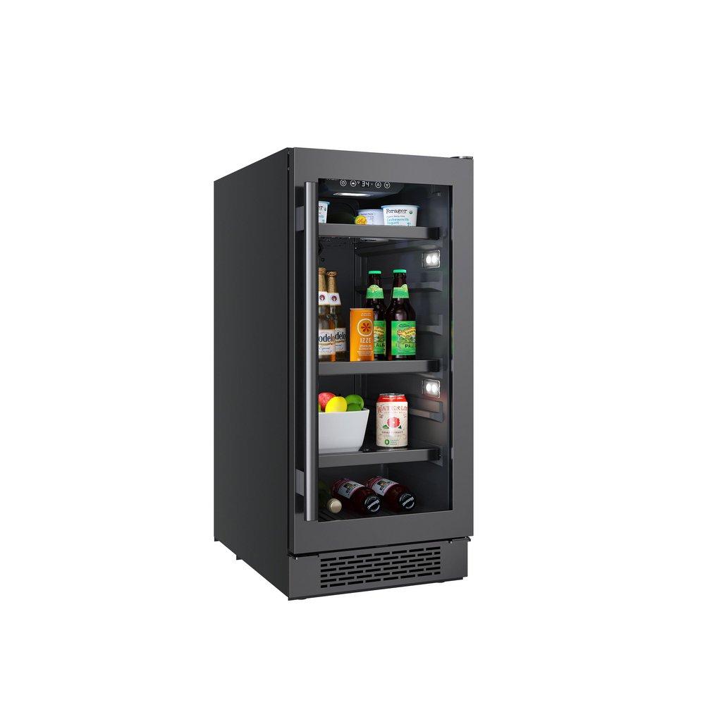 15 in. Undercounter Stainless Steel Beverage Cooler in Black 