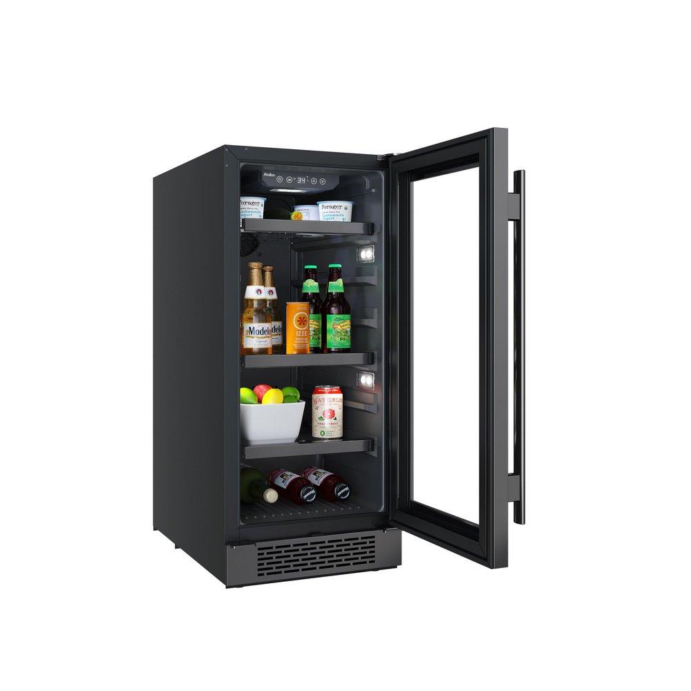 15 in. Undercounter Stainless Steel Beverage Cooler in Black 