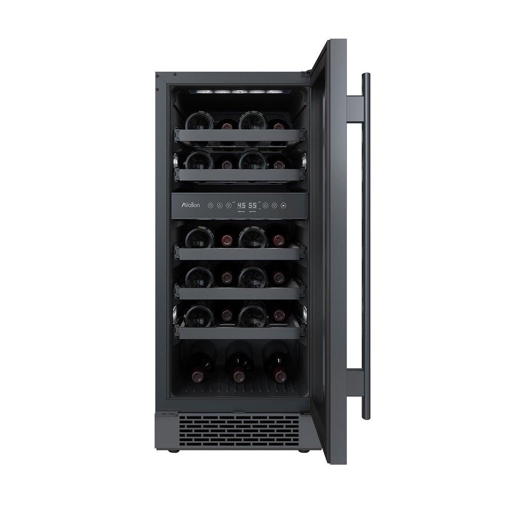 15 in. Dual Zone Undercounter Wine Cooler in Black Stainless Steel 