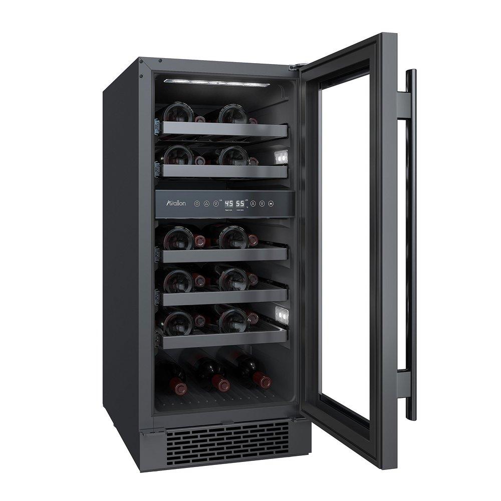 15 in. Dual Zone Undercounter Wine Cooler in Black Stainless Steel 