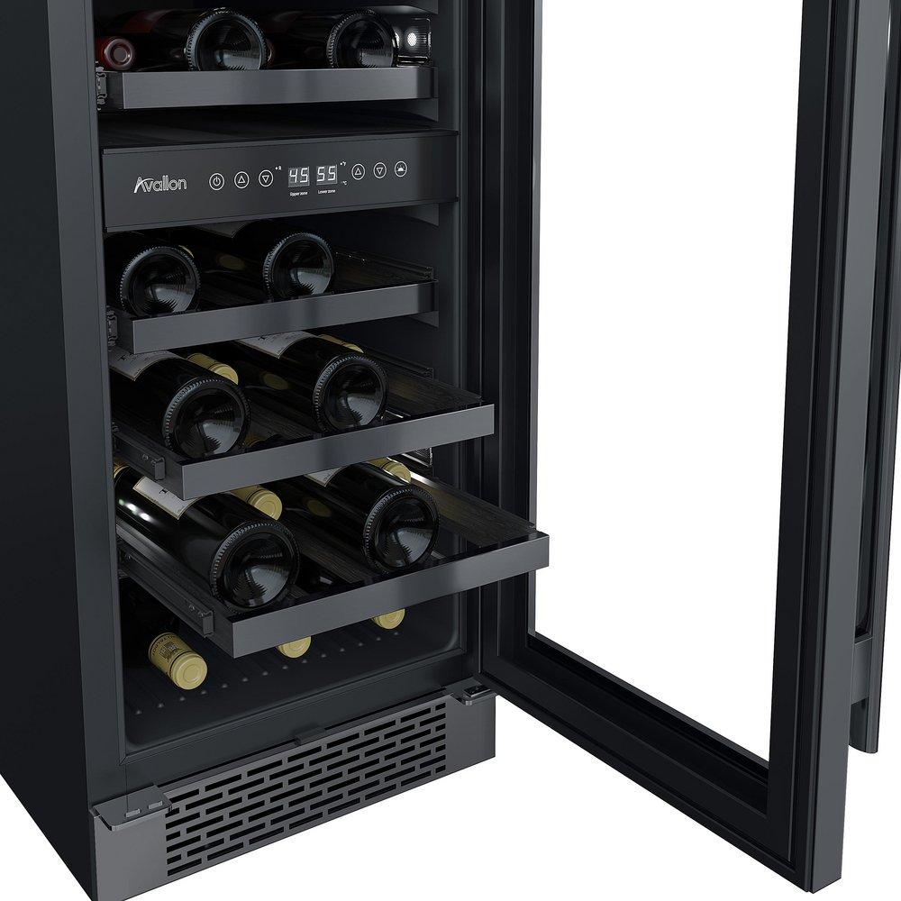 15 in. Dual Zone Undercounter Wine Cooler in Black Stainless Steel 