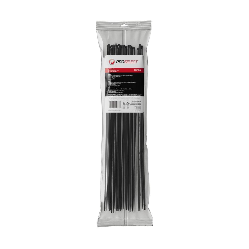 48 in. Nylon Cable Ties in Black (Pack of 50) 