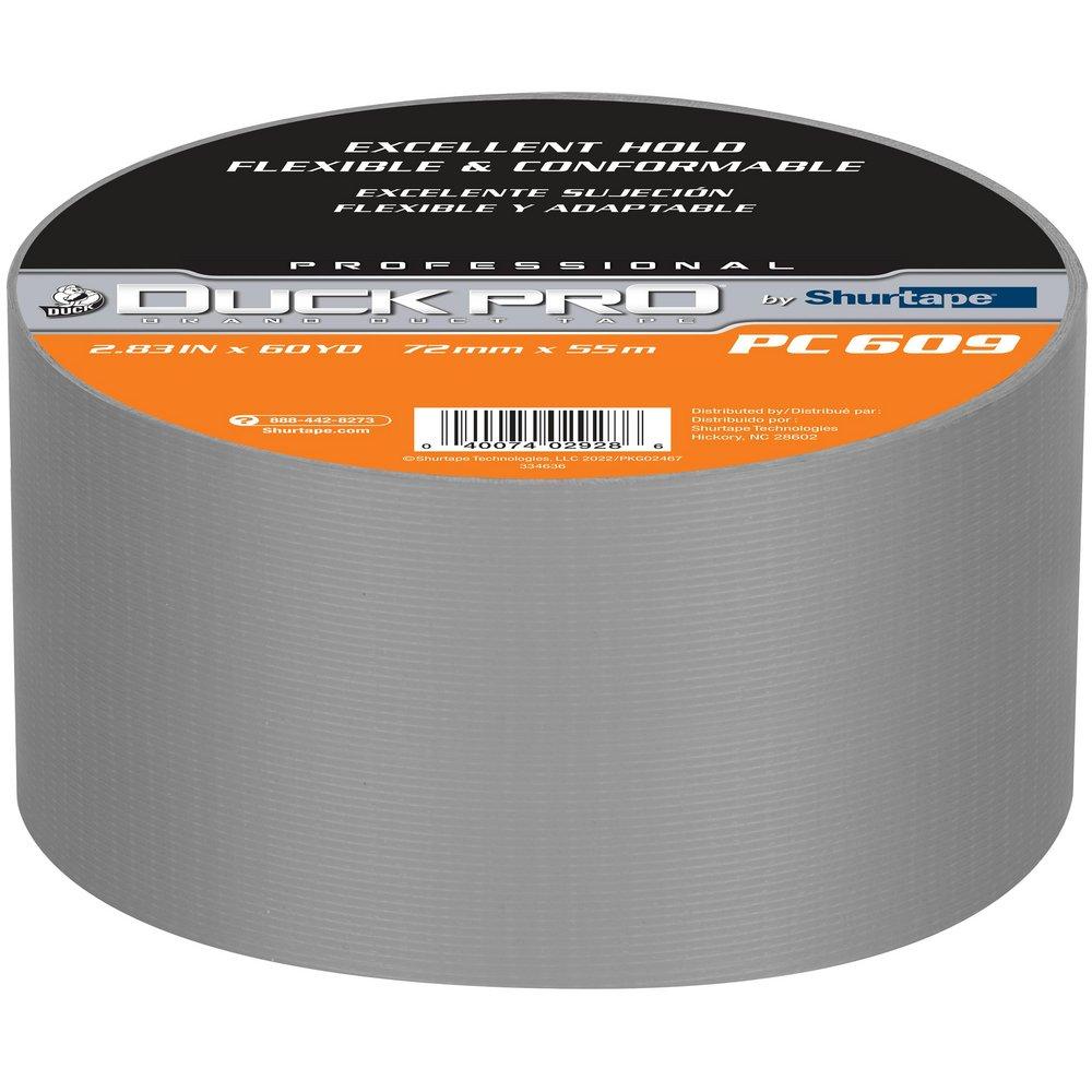 Shurtape Silver 55m x 72mm Plastic and Cloth Duct Tape (Case of 16 Rolls) 
