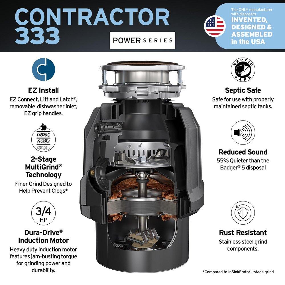 InSinkErator&reg; Black 1725 RPM Garbage Disposal in Black Enamel 