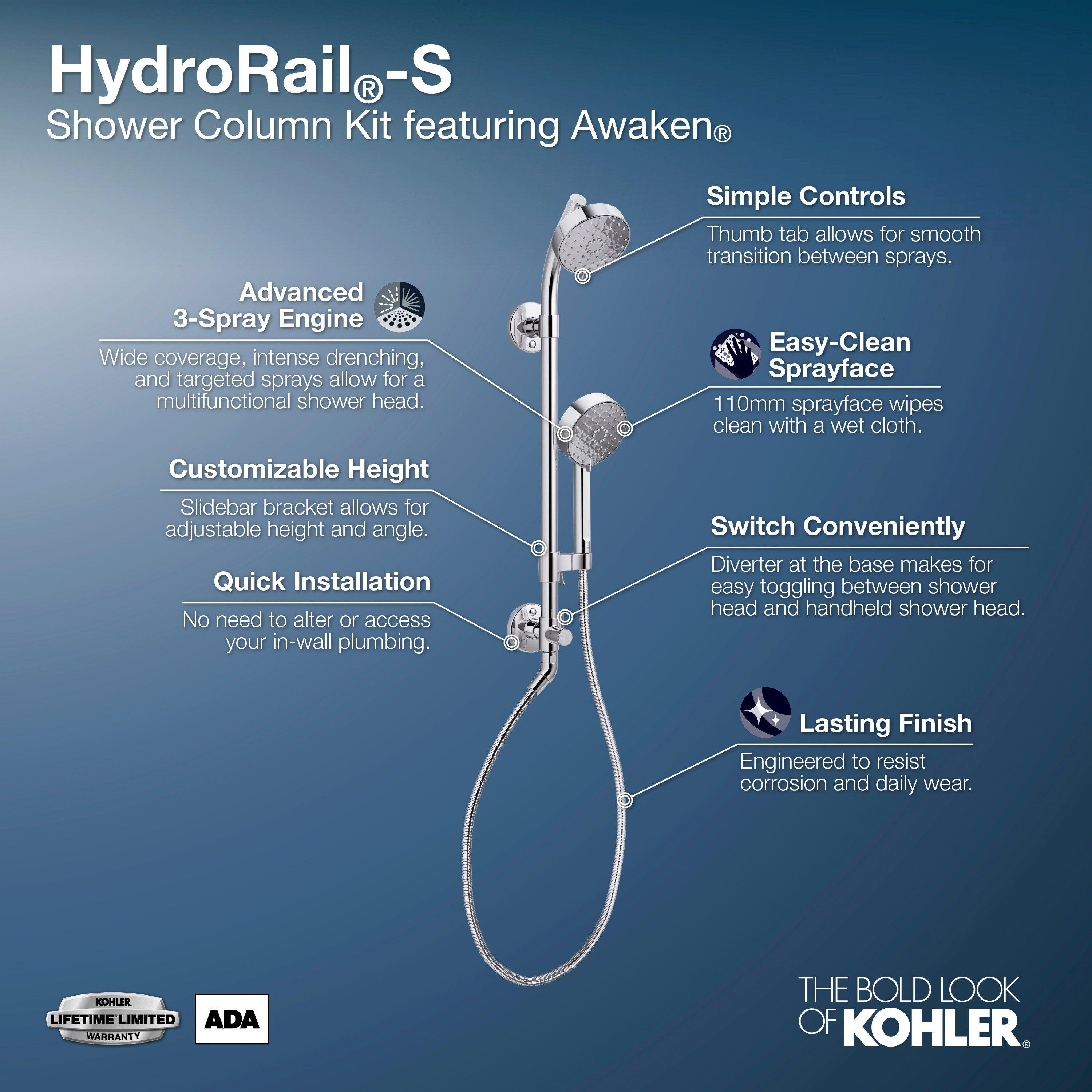 KOHLER Matte Black Multi Function Shower System 