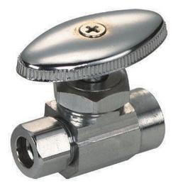 1/2 x 3/8 in. Sweat x Compression Quarter Turn Straight Supply Stop Valve in Chrome