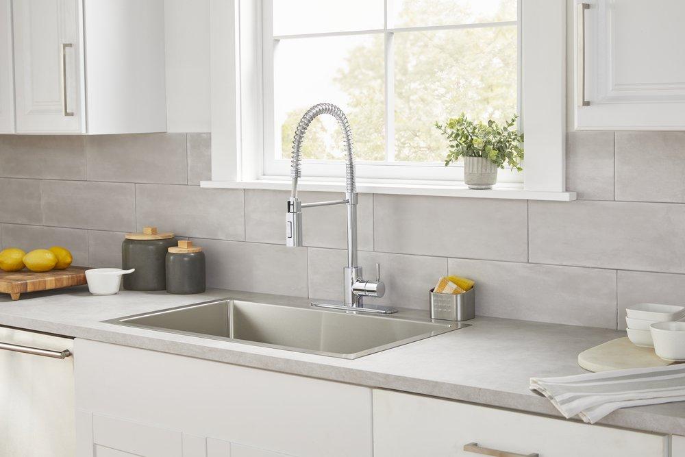 Gerber Plumbing Chrome Single Handle Pre-Rinse Kitchen Faucet 