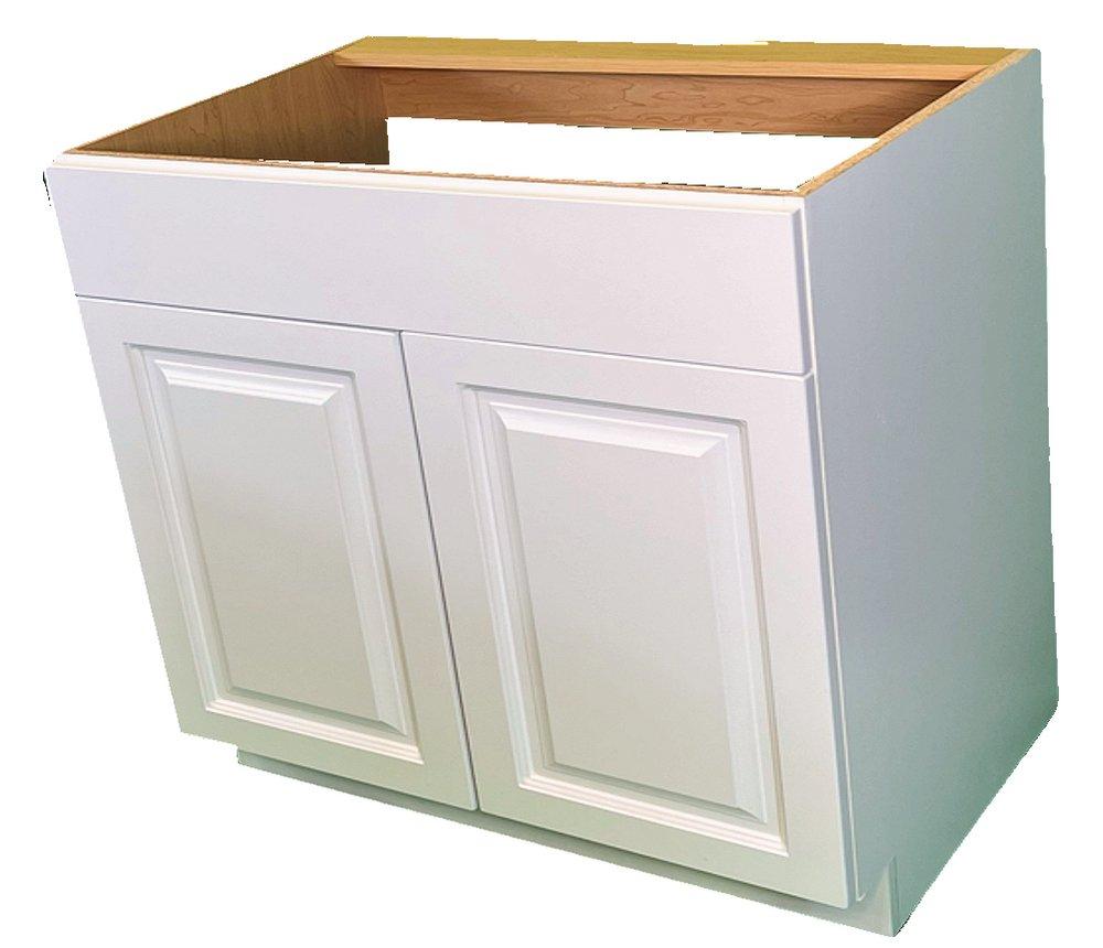 FL VANITY SINK BASE, 36X 34.5X 21D RAISED WHITE TF 