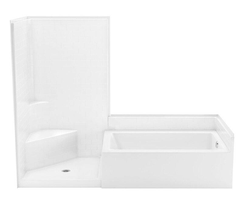 Aquatic White 102 x 43 in. Tub & Shower Unit in White 