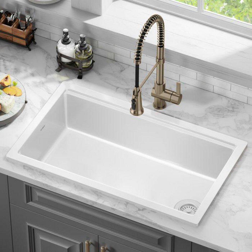TURINO 33 DUAL MOUNT SINGLE BASIN FIRECLAY KITCHEN SINK 