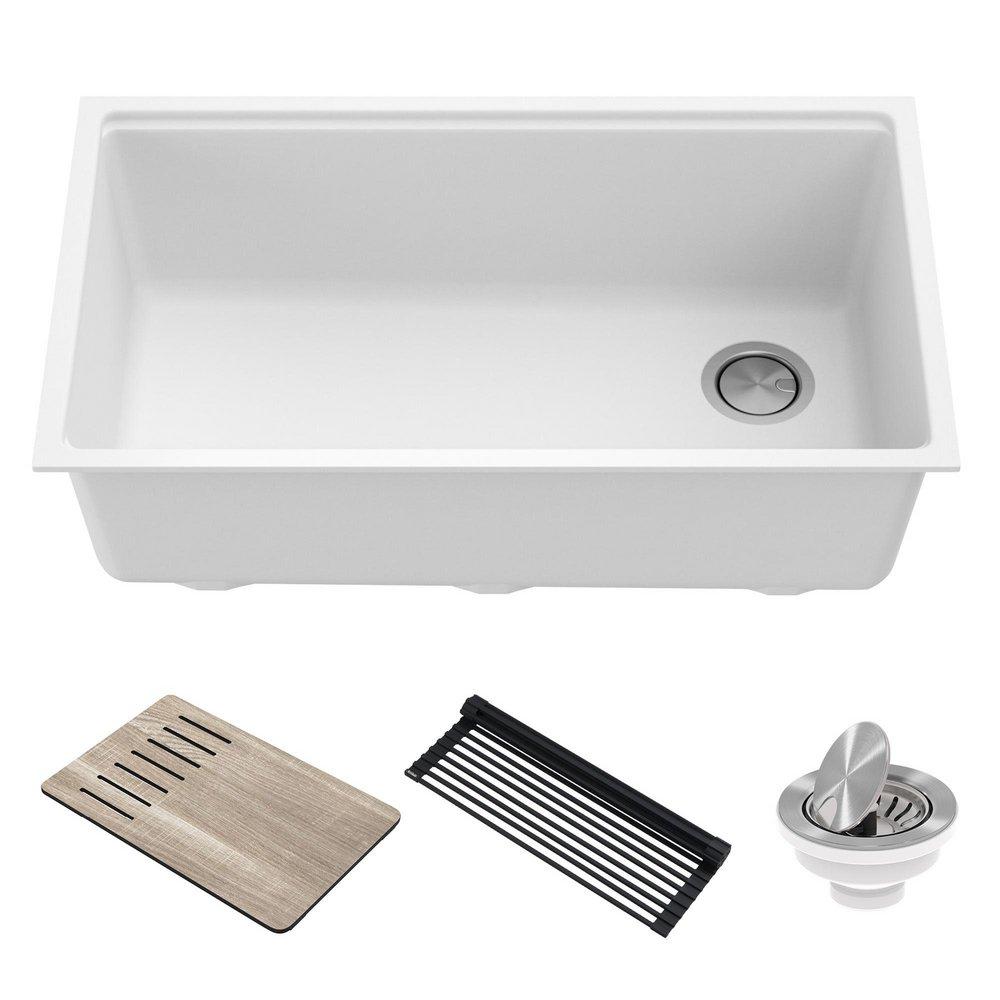BELLUCCI 33 INCH UNDERMOUNT GRANITE COMPOSITE SINGLE BOWL KITCHEN SINK 