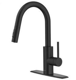 Single Handle Pull Down Kitchen Faucet in Matte Black