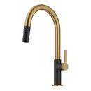 Kraus USA Brushed Brass/Matte Black Single Handle Pull Down Kitchen Faucet 