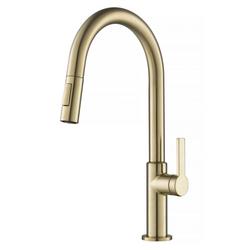Single Handle Pull Down Kitchen Faucet in Spot Free Antique Champagne Bronze