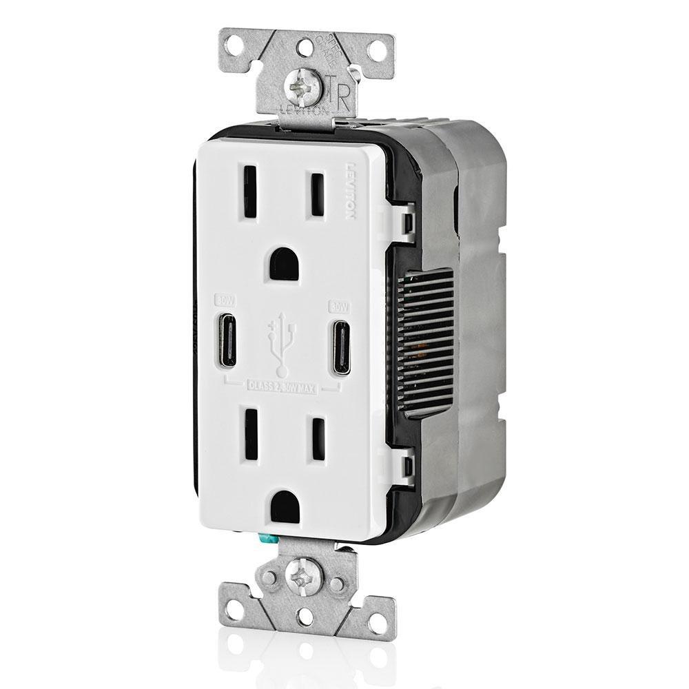 30W USB DUSAL TYPE C WALL OUTLET 