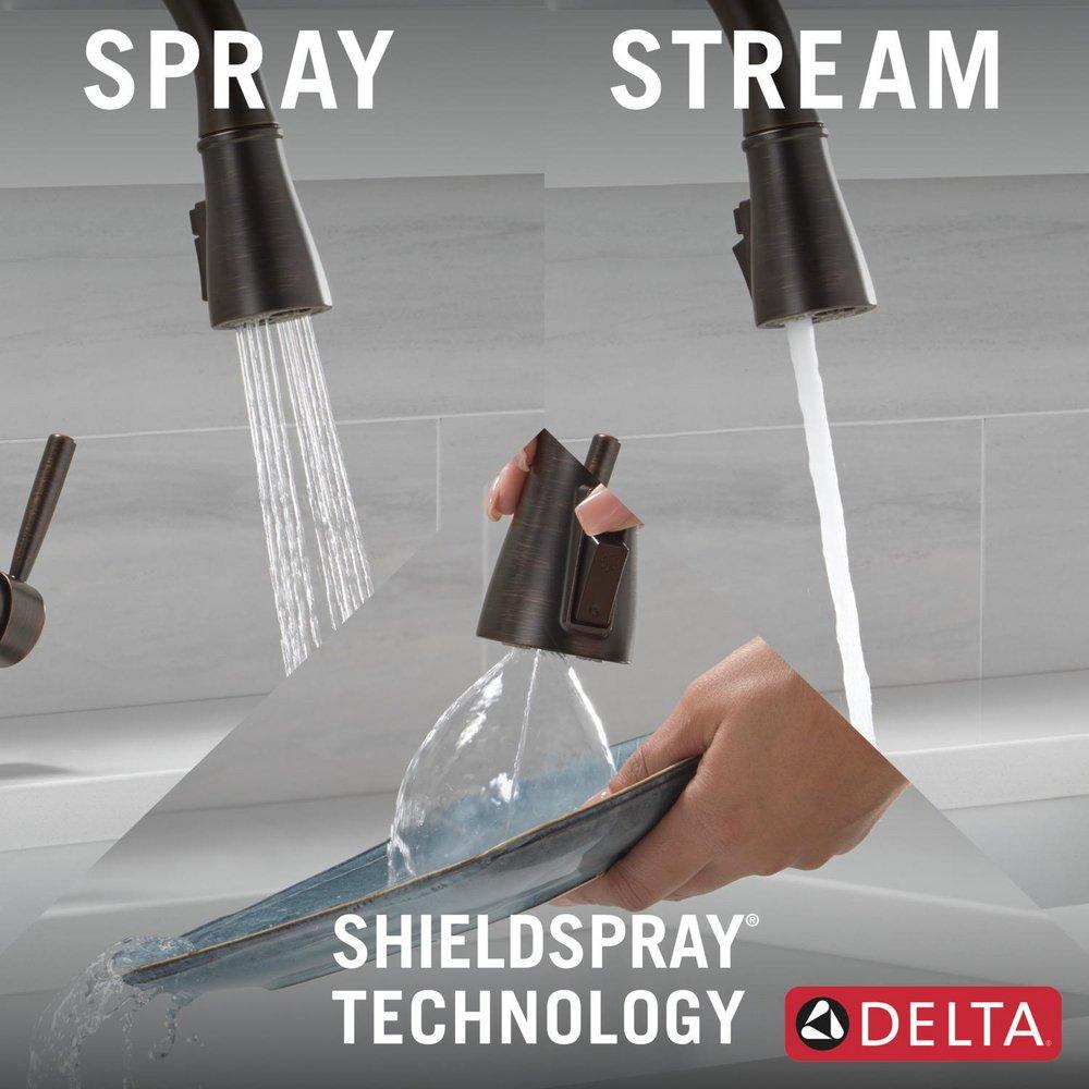 Single Handle Pull Down Kitchen Faucet with Soap Dispenser in Venetian Bronze 