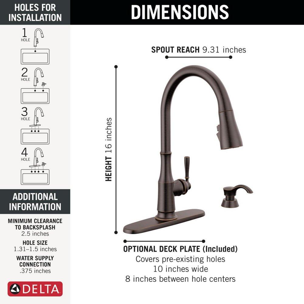 Delta Faucet Venetian Bronze Single Handle Pull Down Kitchen Faucet 