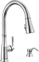 Single Handle Pull Down Kitchen Faucet with Soap Dispenser in Chrome