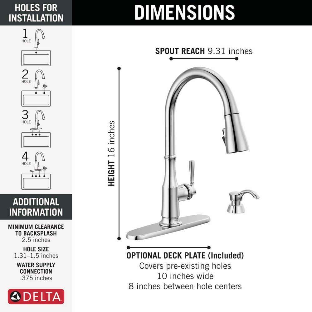 Delta Faucet Chrome Single Handle Pull Down Kitchen Faucet 
