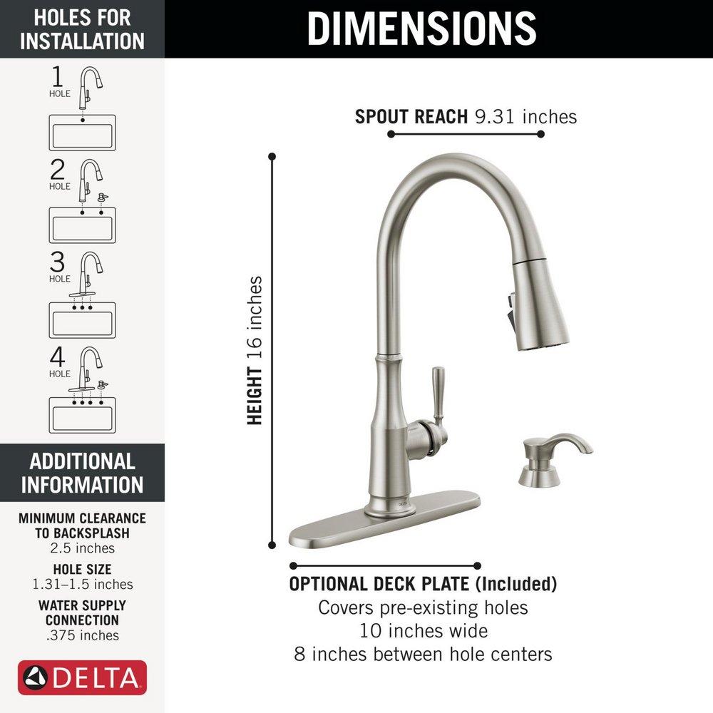 Delta Faucet SpotShield Stainless Single Handle Pull Down Kitchen Faucet 