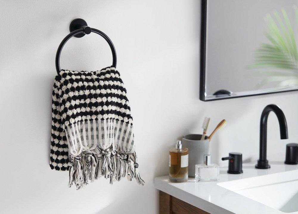 Peerless&reg; Matte Black Round Closed Towel Ring 