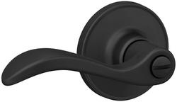 Privacy Door Lever Set with Round Rosette in Matte Black