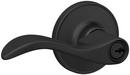 Keyed Entry Door Lever Set with Round Rosette in Matte Black 