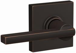 Passage Door Lever Set with Collins Trim in Aged Bronze