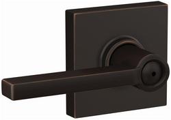 Privacy Door Lever with Collins Trim in Aged Bronze
