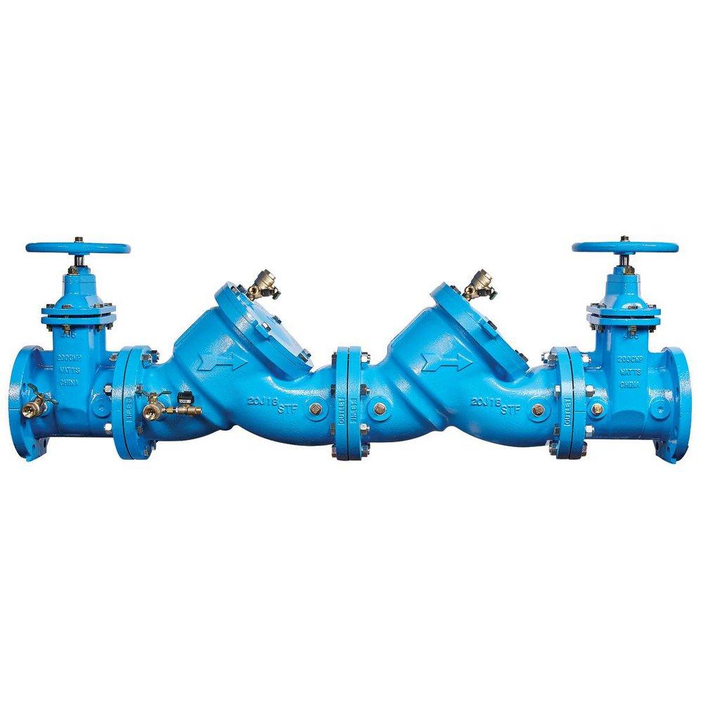 8 IN CAST IRON DOUBLE CHECK VALVE BACKFLOW PREVENTER ASSEMBLY NRS SHUTOFFS ARMORTEK COATING PRESSURE-SENSING TEST COCKS 