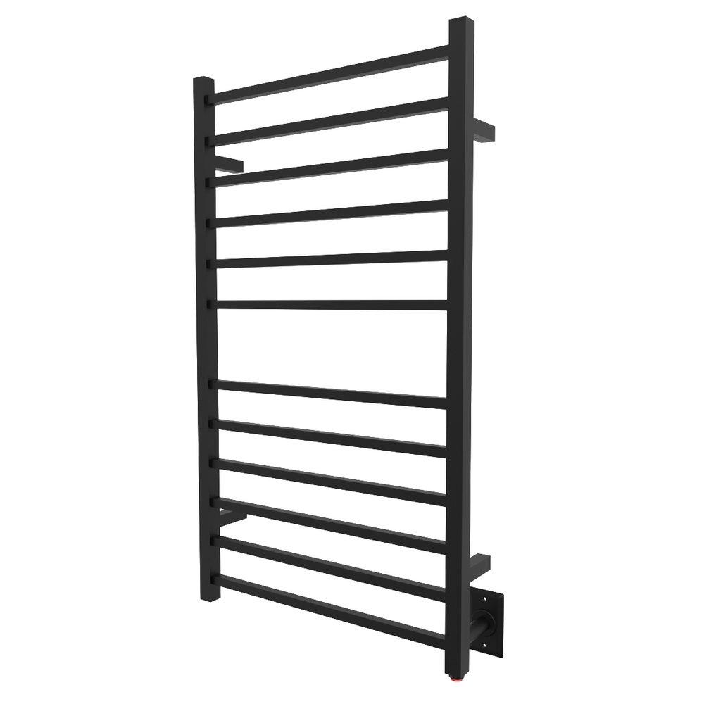 RADIANT LARGE HARDWIRED SQUARE 12 BAR TOWEL WARMER IN MATTE BLACK 