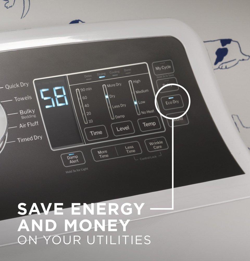 GE&reg; White 27 x 30-1/2 in. 7.4 cu. ft. 120V Gas Dryer 